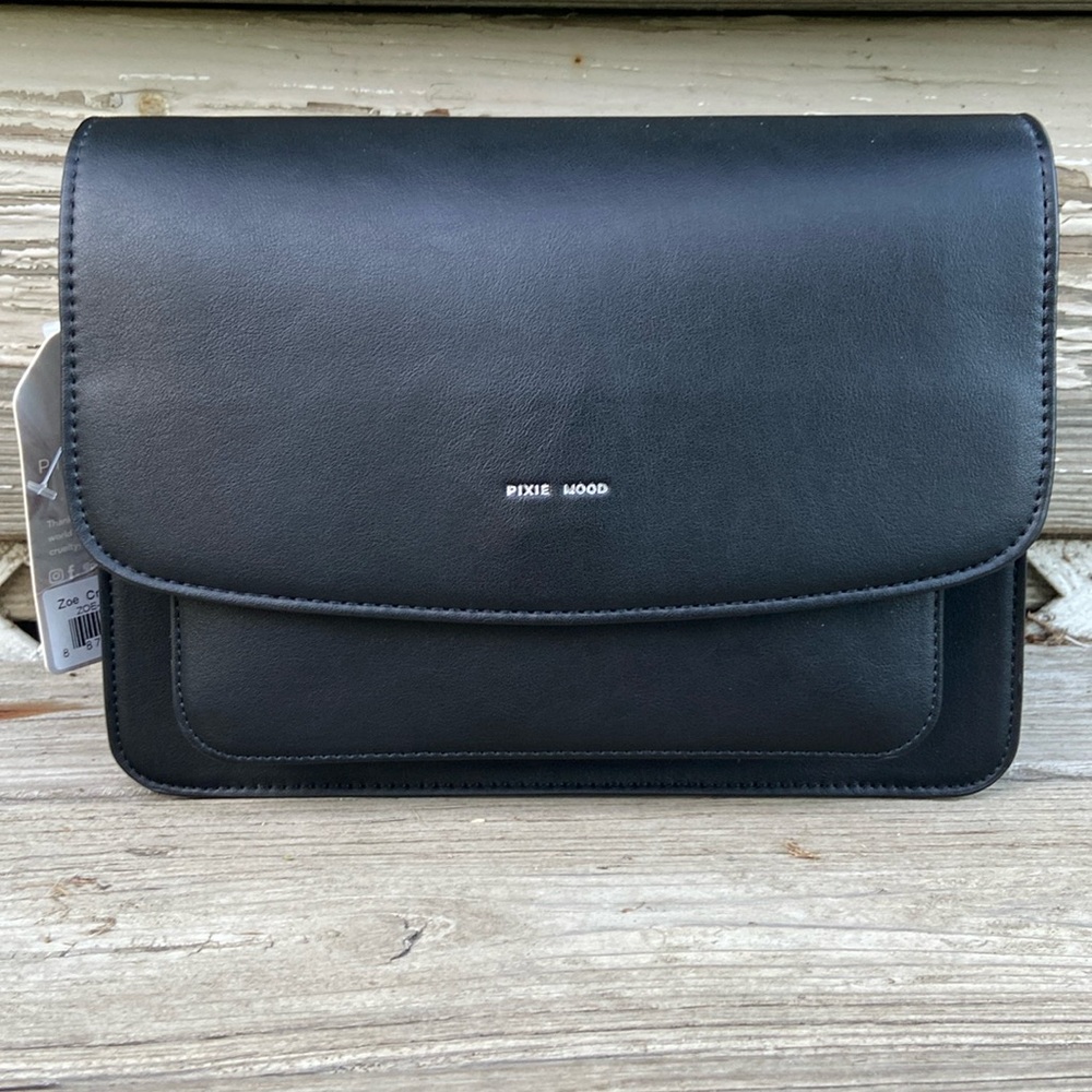 New! Pixie Mood Zoe Crossbody Bag Purse in Black Vegan Leather - Picture 8 of 13